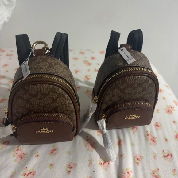 Coach Signature Brown Backpack Charm - Picture 1 of 3